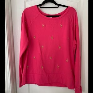 Lilly Pulitzer pullover sweatshirt w gold flamingo